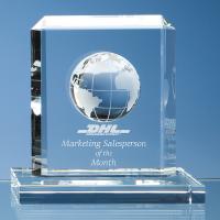 Thumbnail for 15cm Optical Crystal Globe Rectangle Award